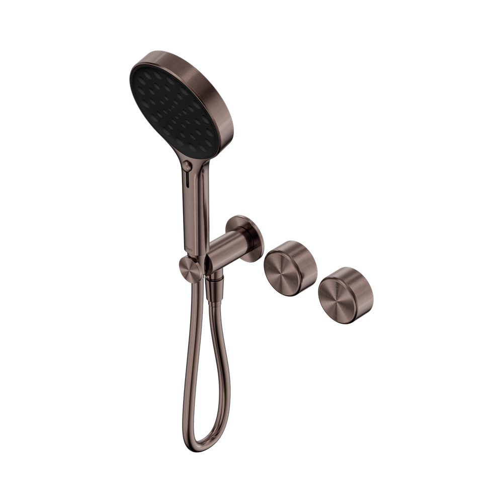 NERO SERENITY PROGRESSIVE SHOWER SYSTEM WITH METAL HANDLE AND SERENITY HAND SHOWER BRUSHED BRONZE