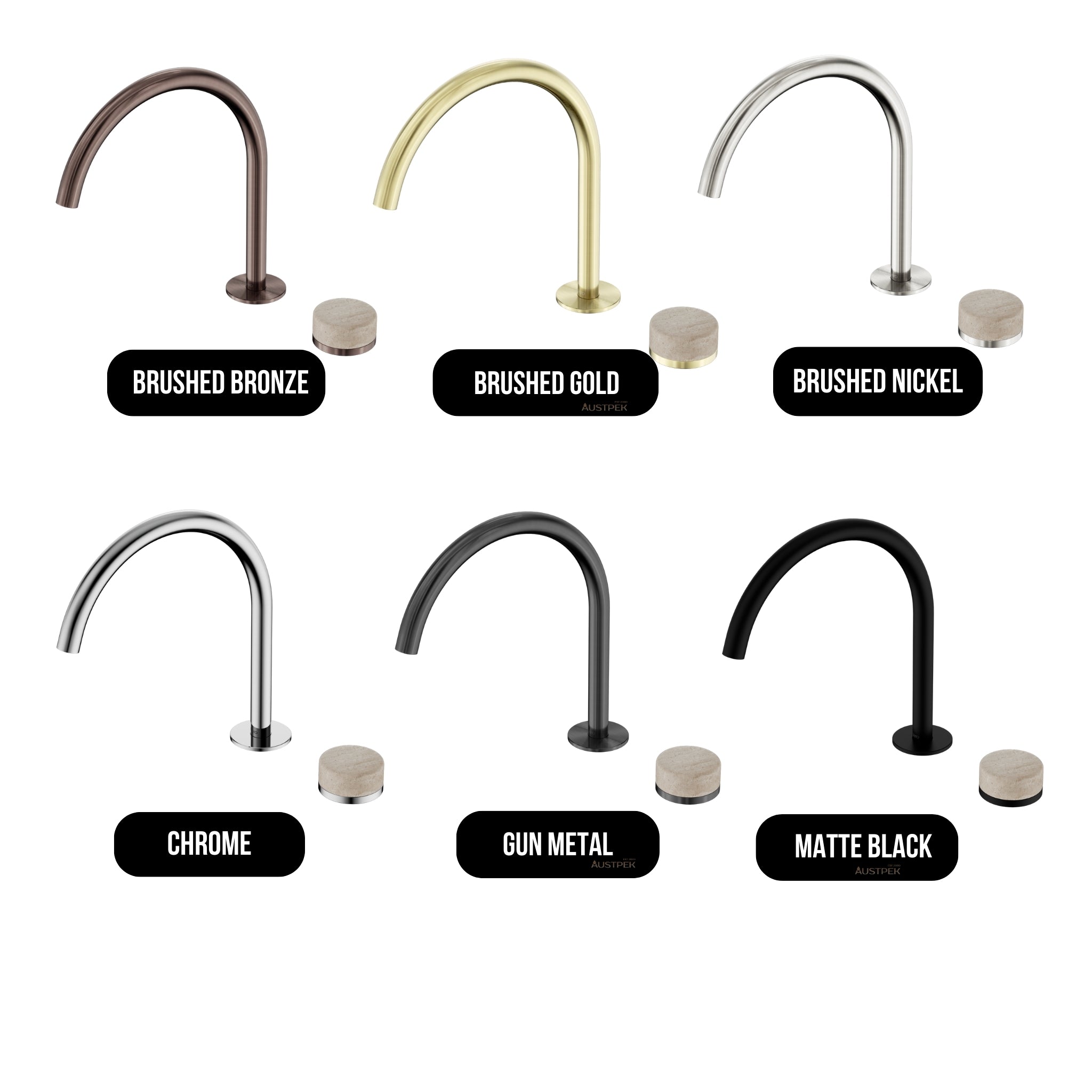NERO SERENITY PROGRESSIVE BATH/KITCHEN MIXER ARC SPOUT WITH ROME TRAVERTINE HANDLE 260MM CHROME