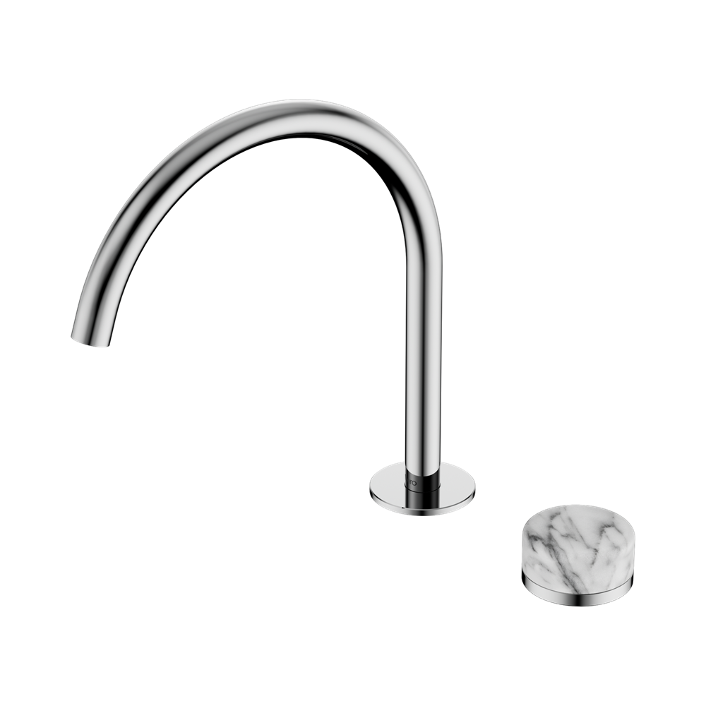 NERO SERENITY PROGRESSIVE BATH/KITCHEN MIXER ARC SPOUT WITH ARABESCATO CORCHIA HANDLE 260MM CHROME
