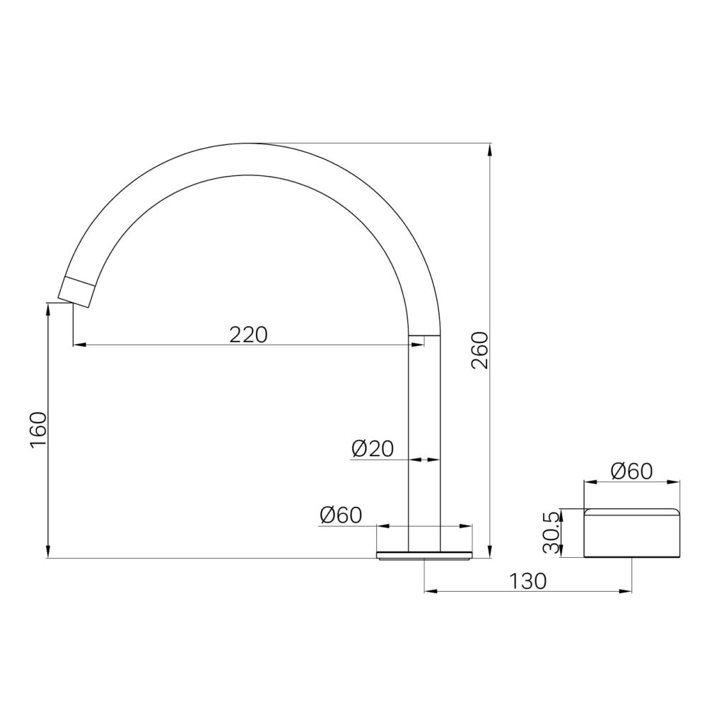 NERO SERENITY PROGRESSIVE BATH/KITCHEN MIXER ARC SPOUT WITH METAL HANDLE 260MM MATTE BLACK
