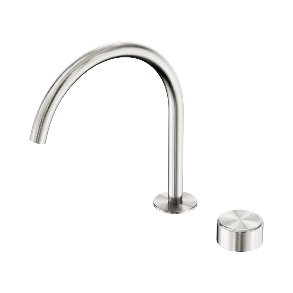 NERO SERENITY PROGRESSIVE BATH/KITCHEN MIXER ARC SPOUT WITH METAL HANDLE 260MM BRUSHED NICKEL