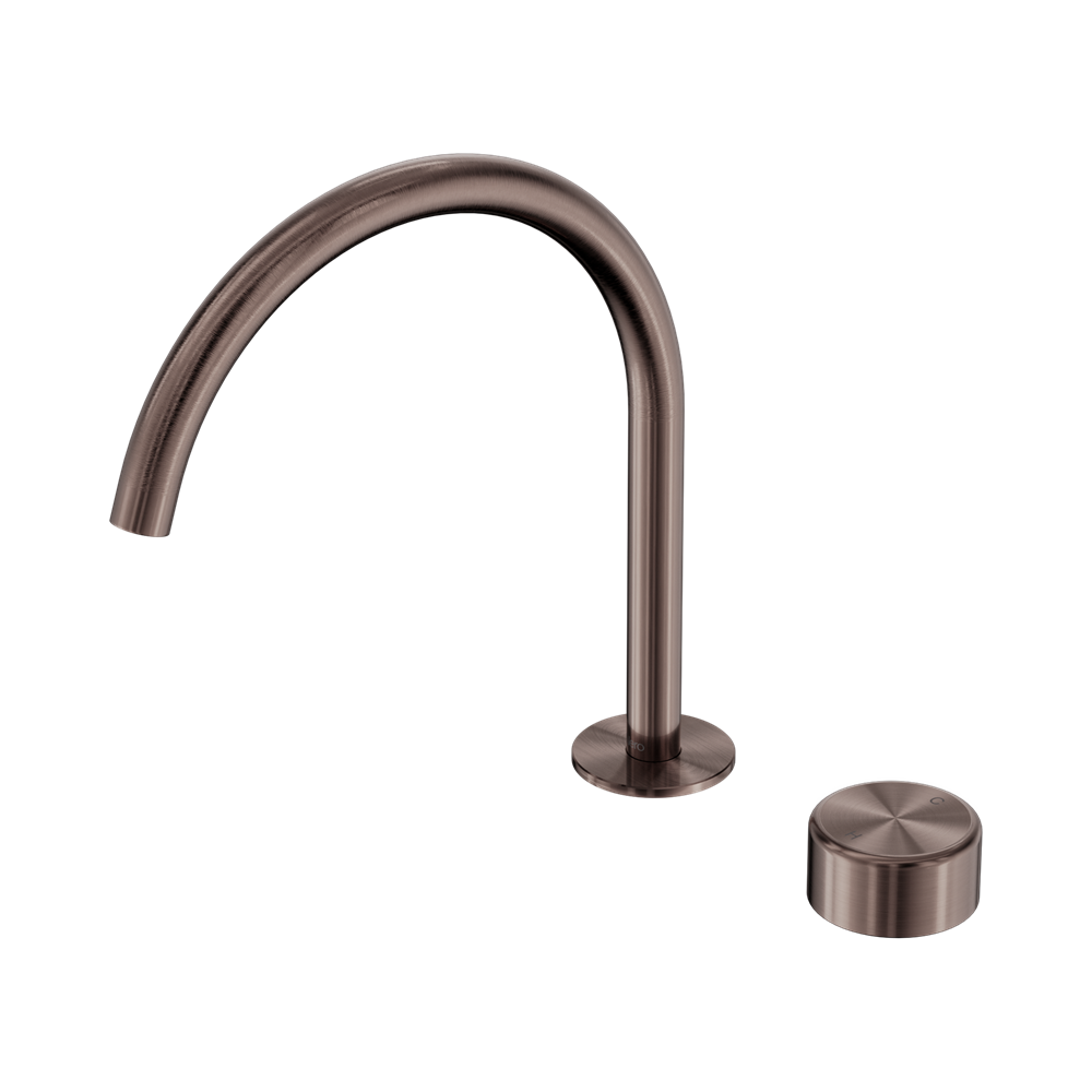 NERO SERENITY PROGRESSIVE BATH/KITCHEN MIXER ARC SPOUT WITH METAL HANDLE 260MM BRUSHED BRONZE