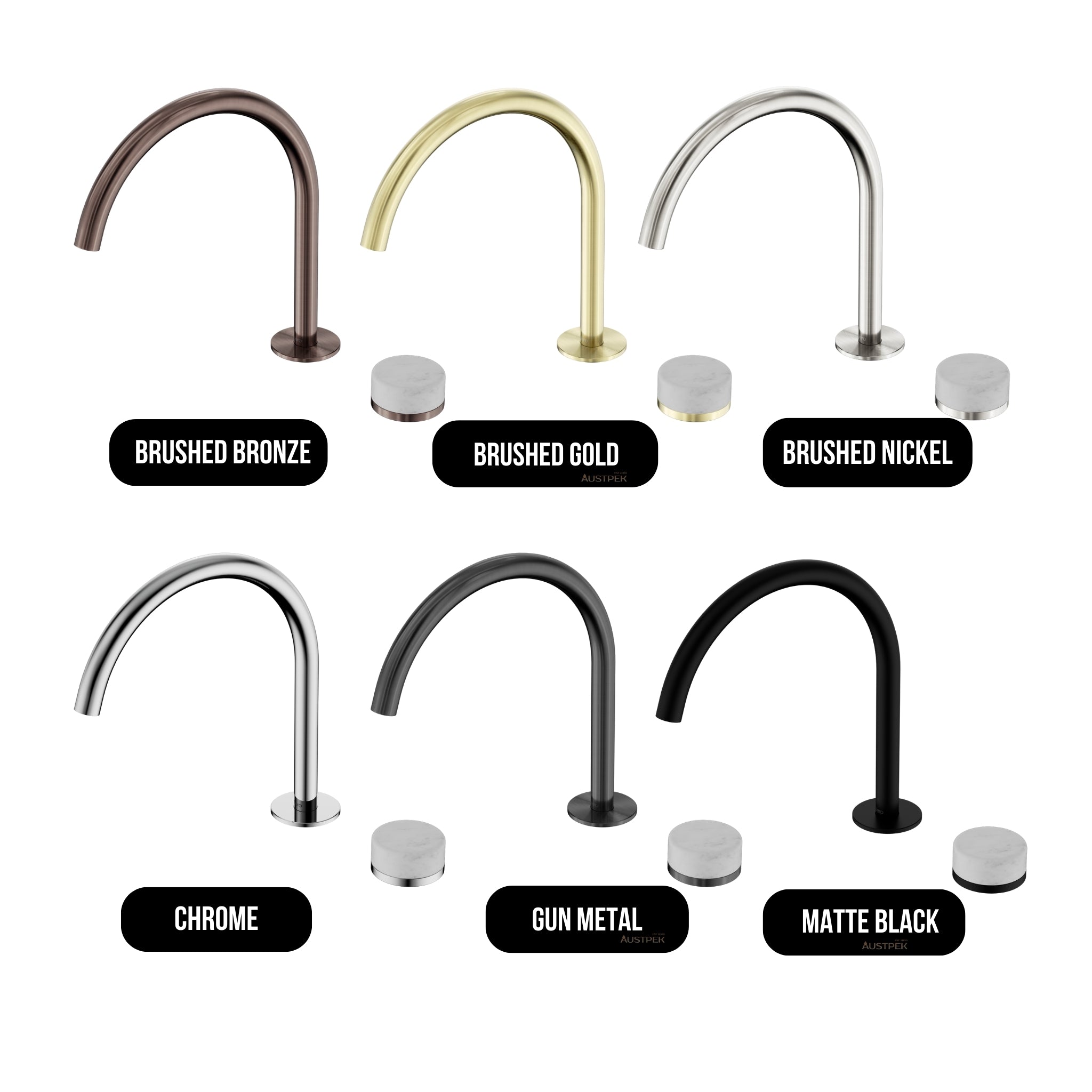 NERO SERENITY PROGRESSIVE BATH/KITCHEN MIXER ARC SPOUT WITH CARRARA HANDLE 260MM MATTE BLACK