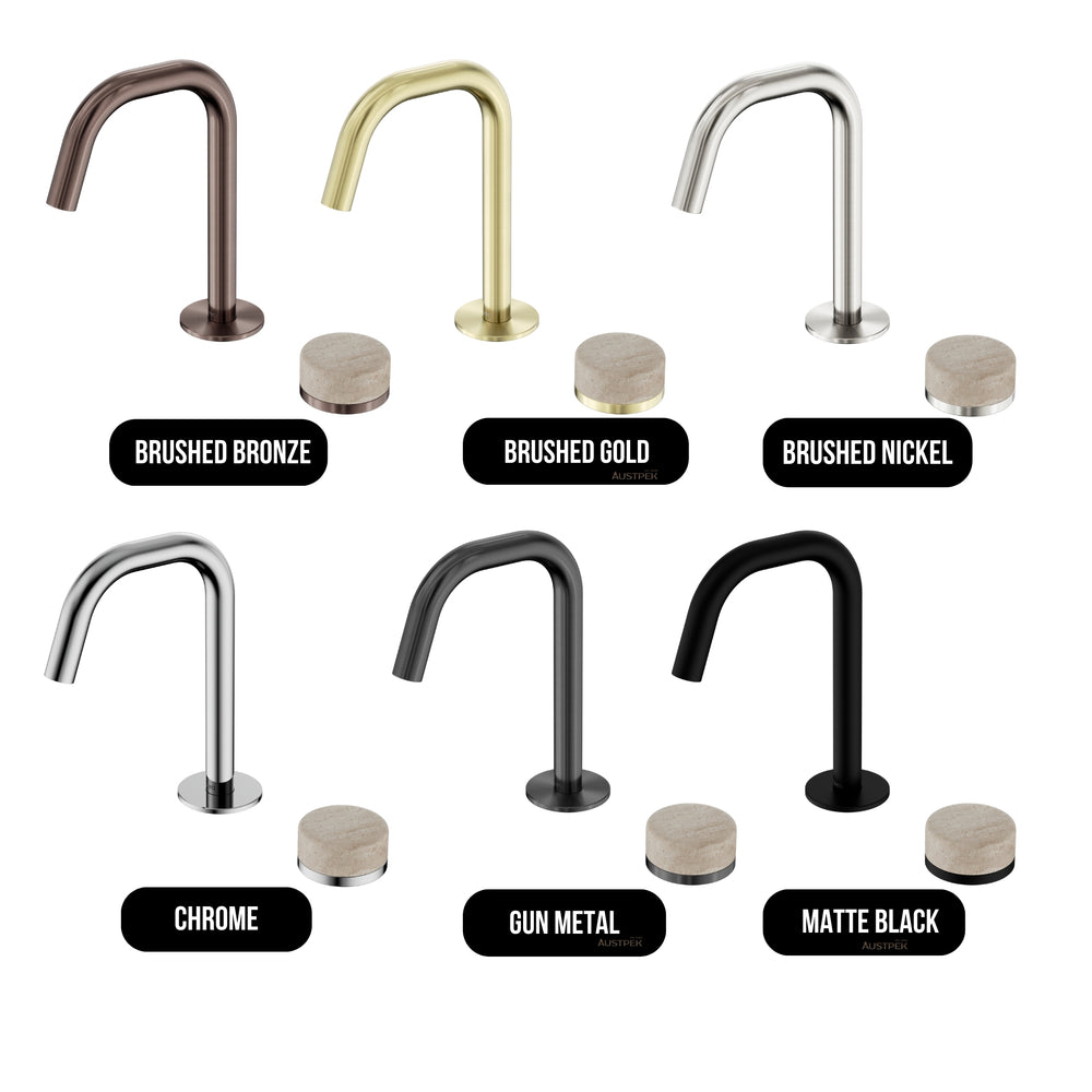 NERO SERENITY PROGRESSIVE BASIN MIXER EDGE SPOUT WITH ROME TRAVERTINE HANDLE 210MM CHROME