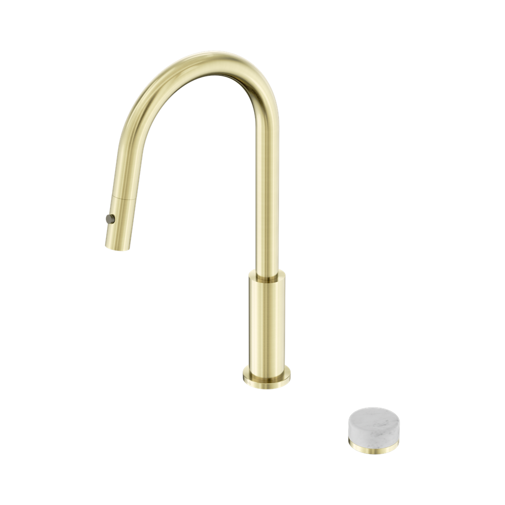 NERO SERENITY PROGRESSIVE PULL OUT KITCHEN SET WITH CARRARA HANDLE 433MM BRUSHED GOLD