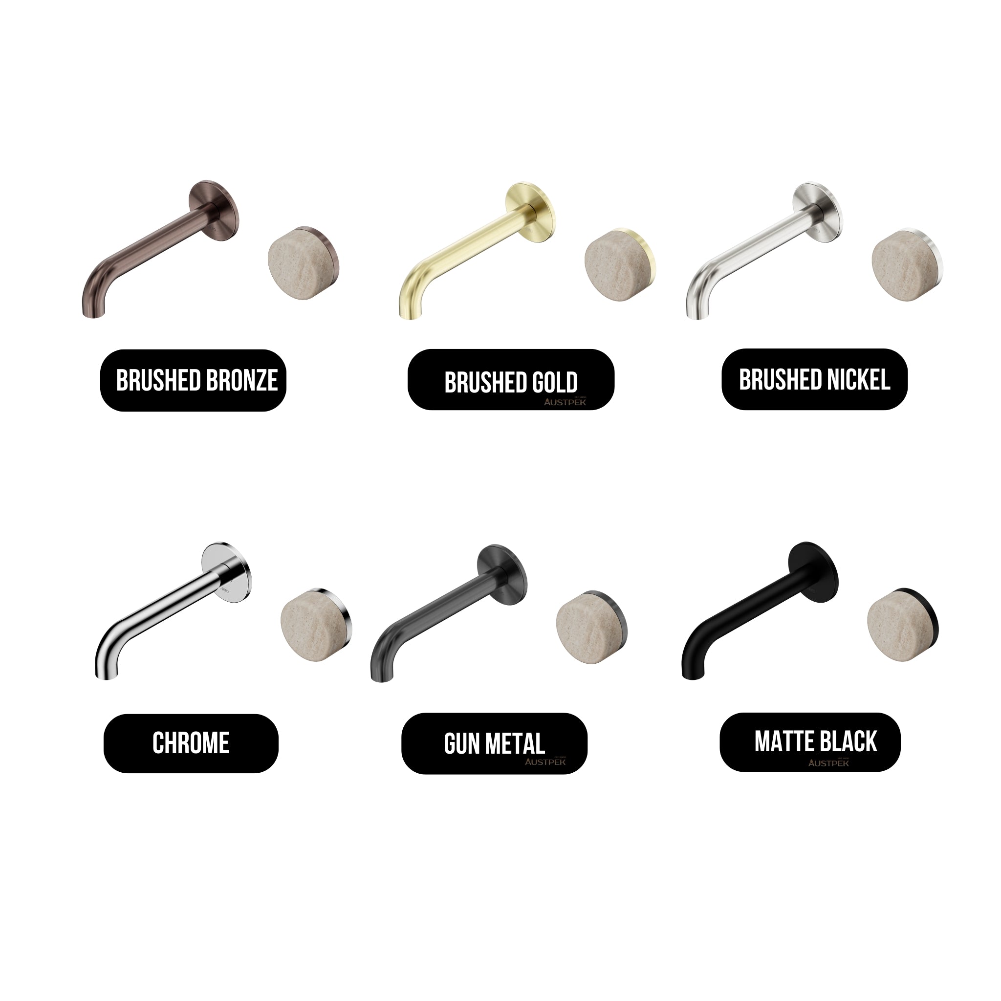 NERO SERENITY PROGRESSIVE WALL BASIN MIXER SPOUT WITH ROME TRAVERTINE HANDLE CHROME (AVAILABLE IN 160MM, 185MM AND 220MM)