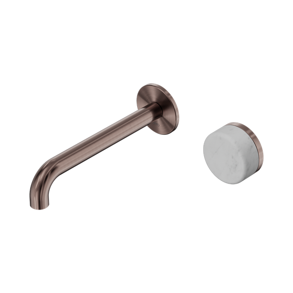 NERO SERENITY PROGRESSIVE WALL BASIN MIXER SPOUT WITH CARRARA HANDLE BRUSHED BRONZE (AVAILABLE IN 160MM, 185MM AND 220MM)