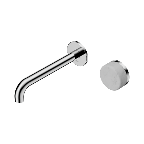 NERO SERENITY PROGRESSIVE WALL BASIN MIXER SPOUT WITH CARRARA HANDLE CHROME (AVAILABLE IN 160MM, 185MM AND 220MM)