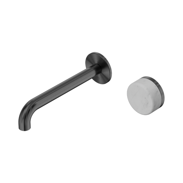 NERO SERENITY PROGRESSIVE WALL BASIN MIXER SPOUT WITH CARRARA HANDLE GUN METAL (AVAILABLE IN 160MM, 185MM AND 220MM)