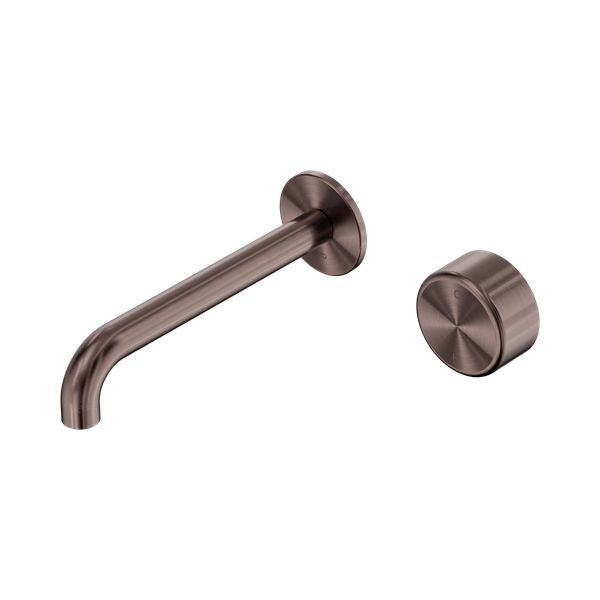 NERO SERENITY PROGRESSIVE WALL BASIN MIXER SPOUT WITH METAL HANDLE BRUSHED BRONZE (AVAILABLE IN 160MM, 185MM AND 220MM)