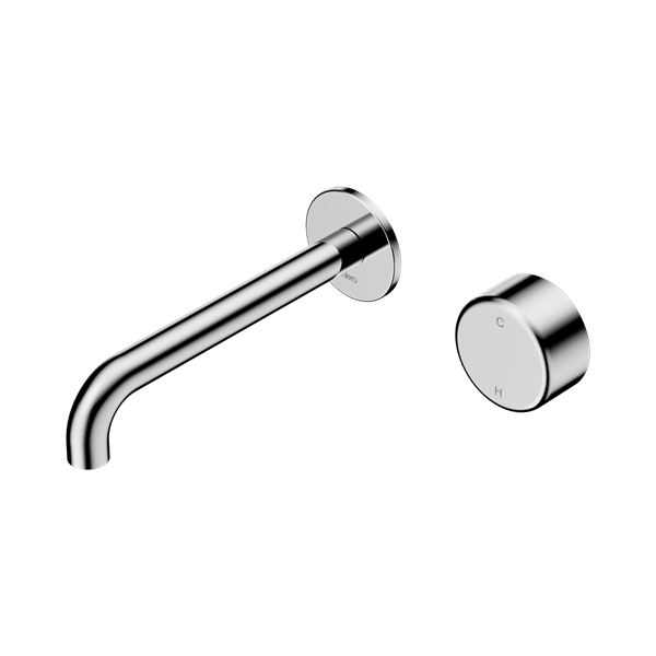 NERO SERENITY PROGRESSIVE WALL BASIN MIXER SPOUT WITH METAL HANDLE CHROME (AVAILABLE IN 160MM, 185MM AND 220MM)