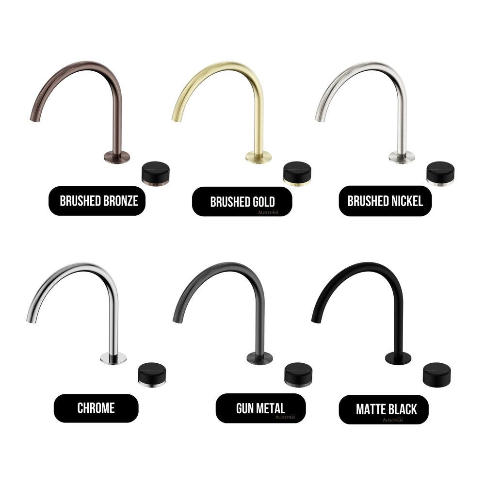 NERO SERENITY PROGRESSIVE BATH/KITCHEN MIXER ARC SPOUT WITH MARQUINA BLACK HANDLE 260MM BRUSHED BRONZE