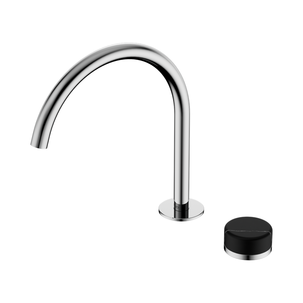 NERO SERENITY PROGRESSIVE BATH/KITCHEN MIXER ARC SPOUT WITH MARQUINA BLACK HANDLE 260MM CHROME