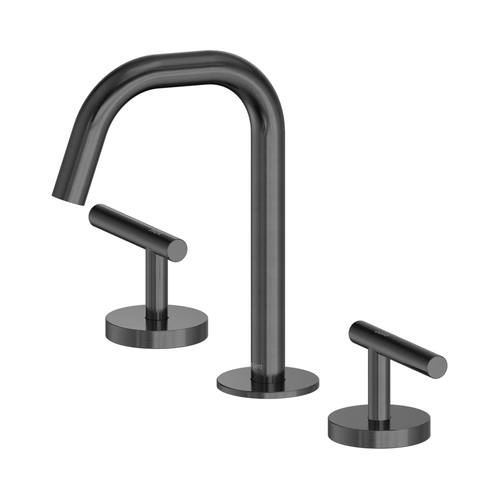 NERO MECCA LEVER BASIN SET EDGE SPOUT GUN METAL