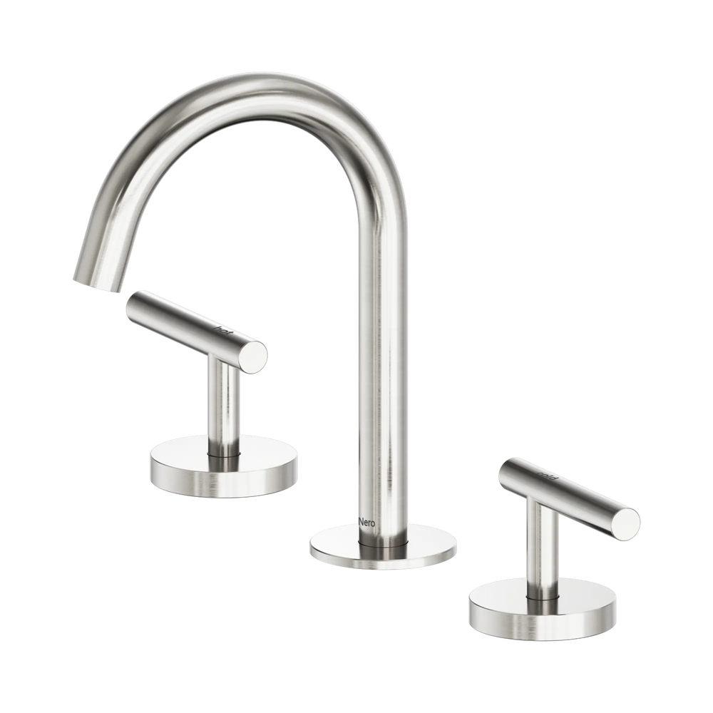 NERO MECCA LEVER BASIN SET ARC SPOUT BRUSHED NICKEL