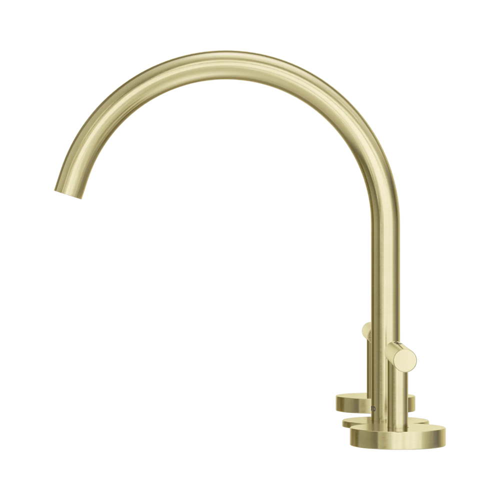 NERO MECCA LEVER BATH/KITCHEN SET ARC SPOUT 260MM BRUSHED GOLD