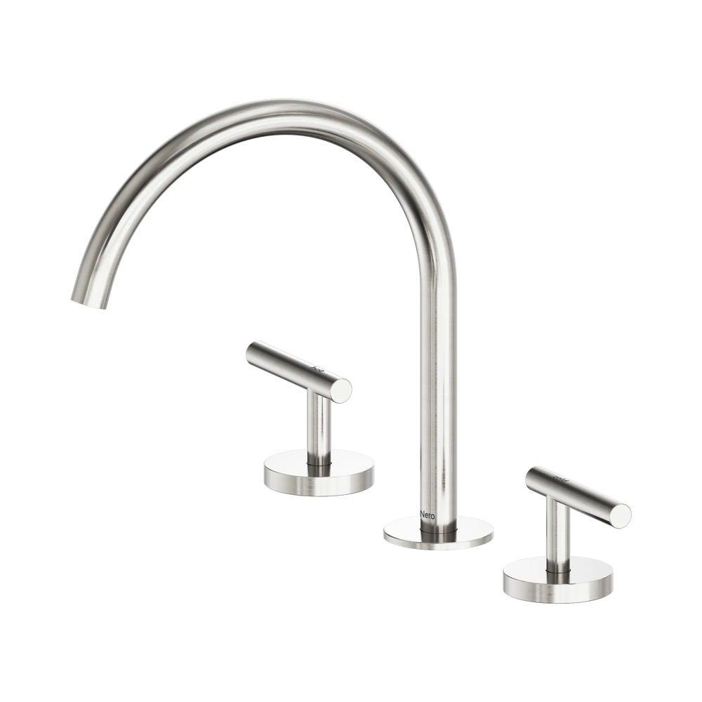 NERO MECCA LEVER BATH/KITCHEN SET ARC SPOUT 260MM BRUSHED NICKEL