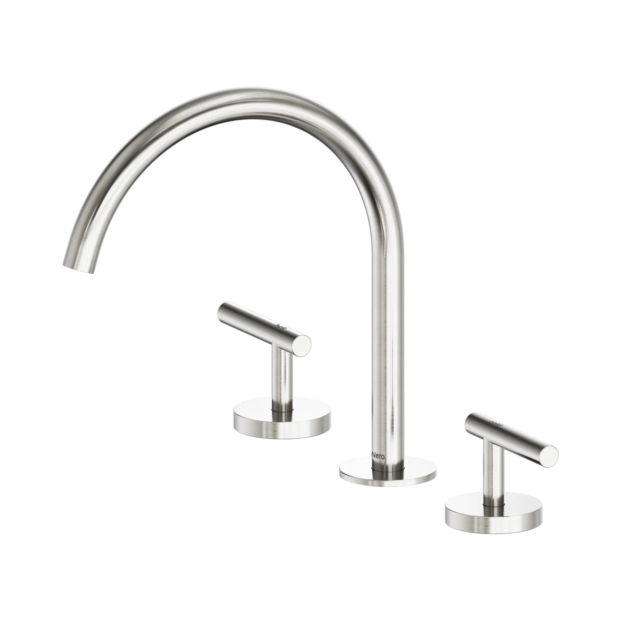 NERO MECCA LEVER BATH/KITCHEN SET ARC SPOUT 260MM BRUSHED NICKEL