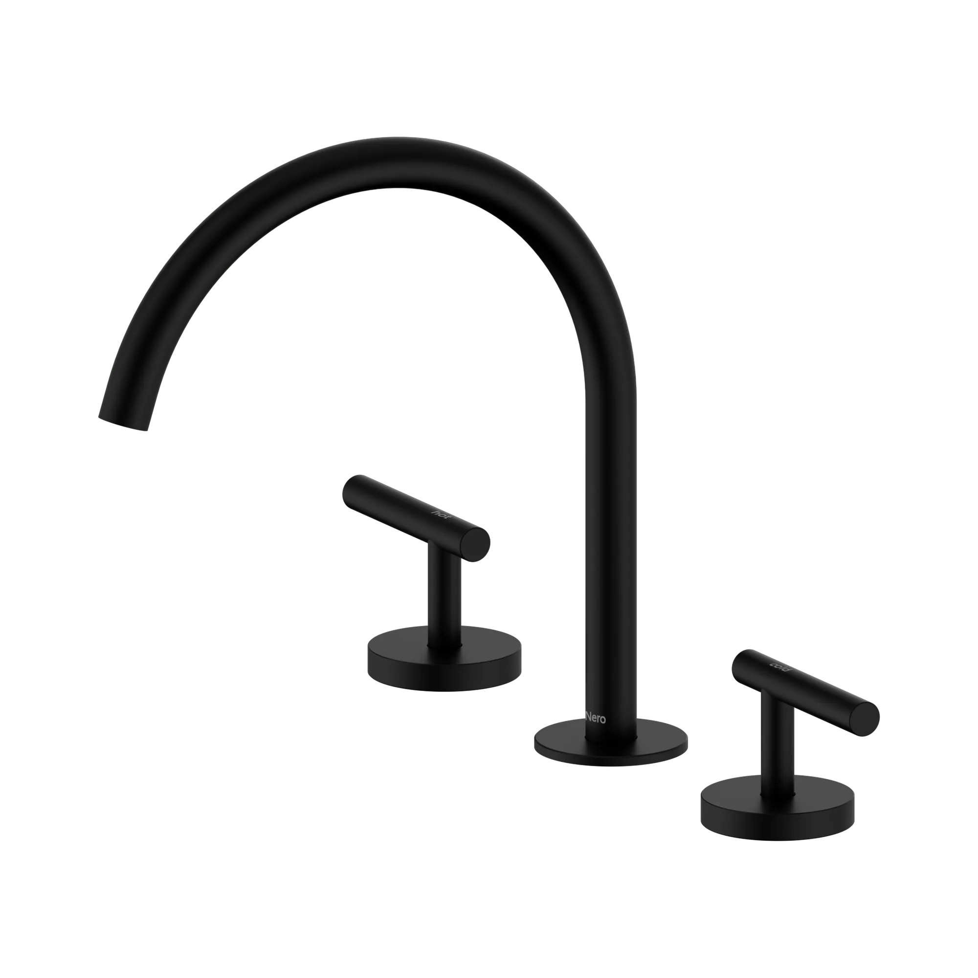 NERO MECCA LEVER BATH/KITCHEN SET ARC SPOUT 260MM MATTE BLACK