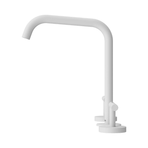 NERO MECCA LEVER BATH/KITCHEN SET EDGE SPOUT MATTE WHITE