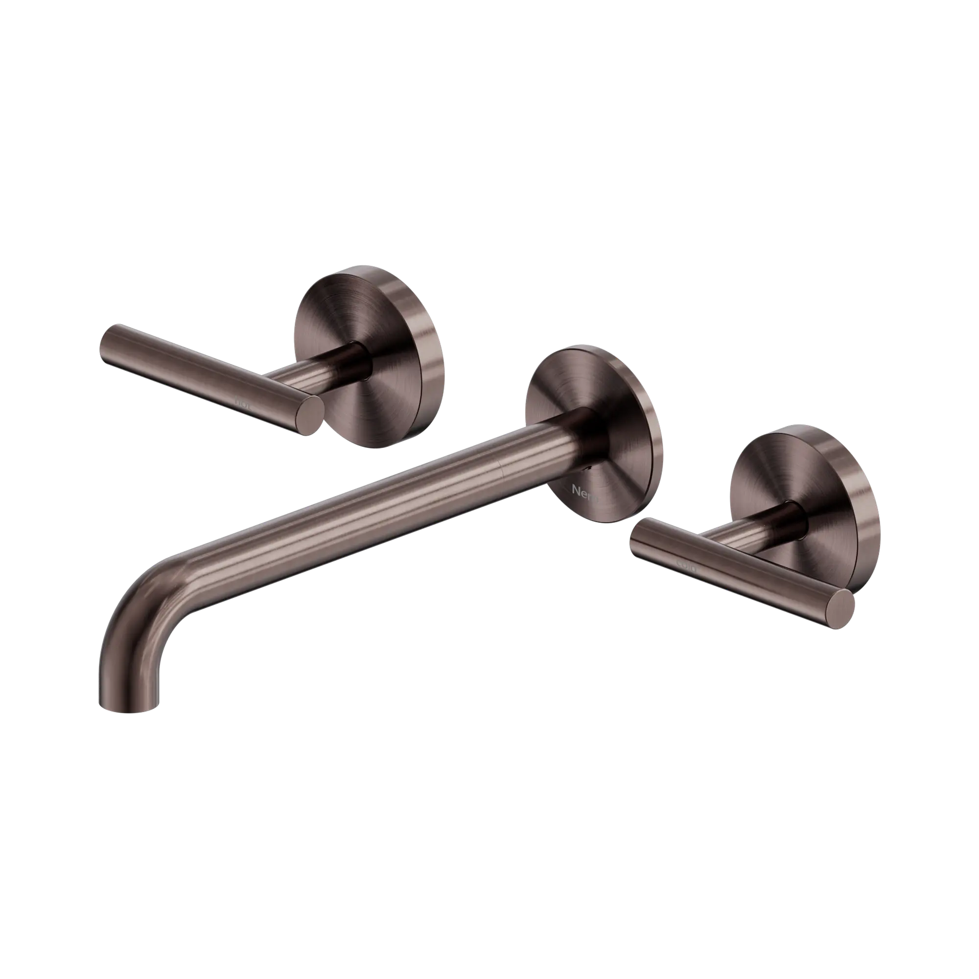 NERO MECCA LEVER WALL BASIN/BATH SET 220MM SPOUT BRUSHED BRONZE