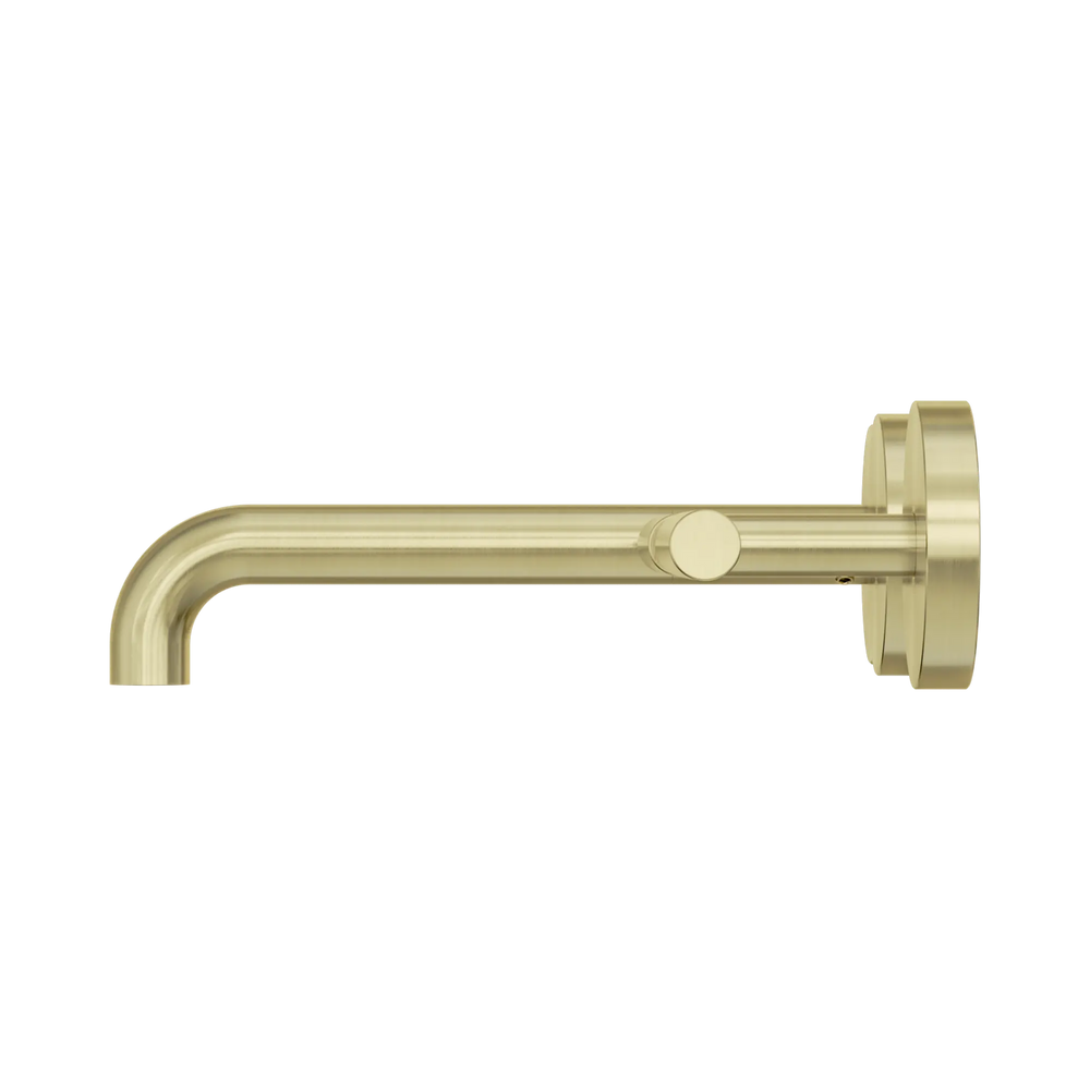 NERO MECCA LEVER WALL BASIN/BATH SET 185MM OFFSET SPOUT BRUSHED GOLD