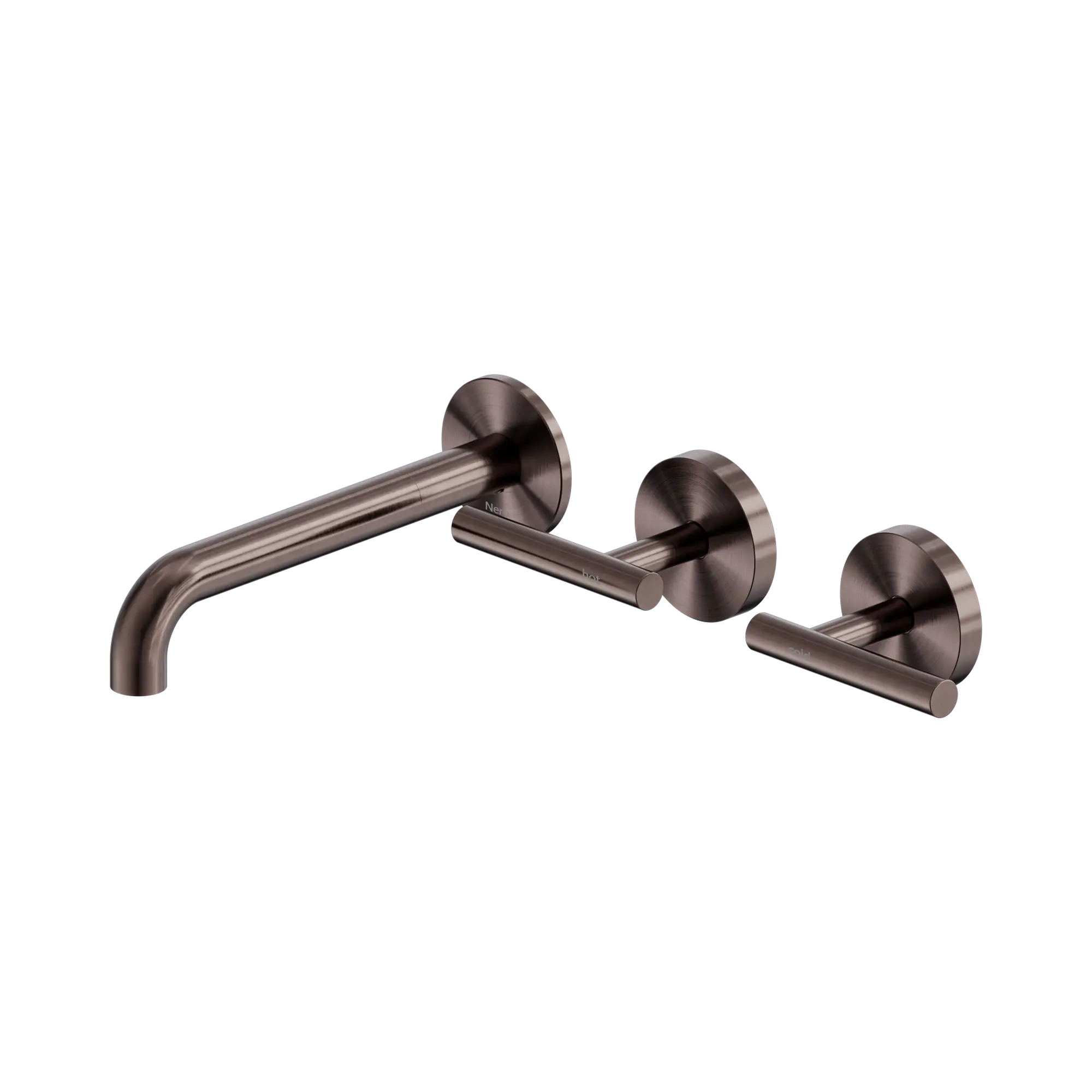 NERO MECCA LEVER WALL BASIN/BATH SET 185MM OFFSET SPOUT BRUSHED BRONZE