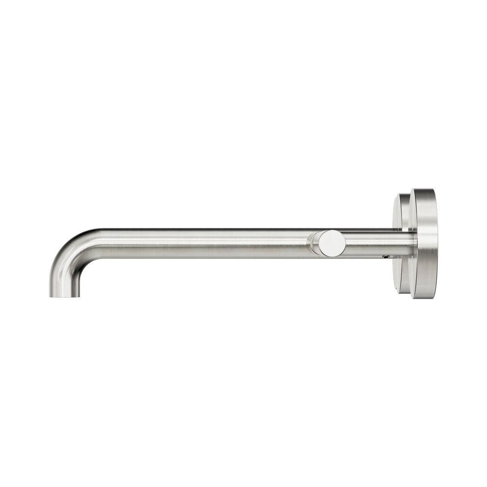 NERO MECCA LEVER WALL BASIN/BATH SET 220MM OFFSET SPOUT BRUSHED NICKEL
