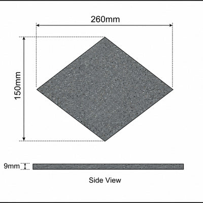EVERSTONE DURASTONE STEEL GREY MATTE 260X150MM DIAMOND MOSAIC TILE (PER BOX)