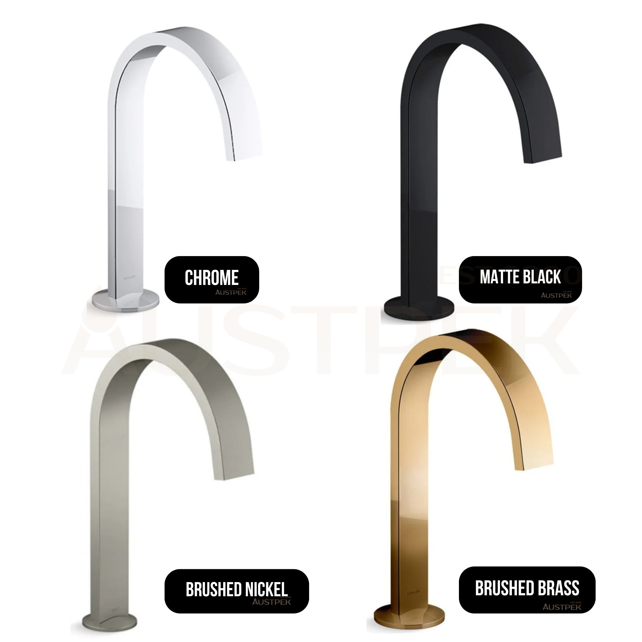 KOHLER COMPONENTS HOB MOUNT RIBBON BATH SPOUT 203MM BRUSHED NICKEL
