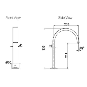 KOHLER COMPONENTS HOB MOUNT RIBBON BATH SPOUT 203MM CHROME