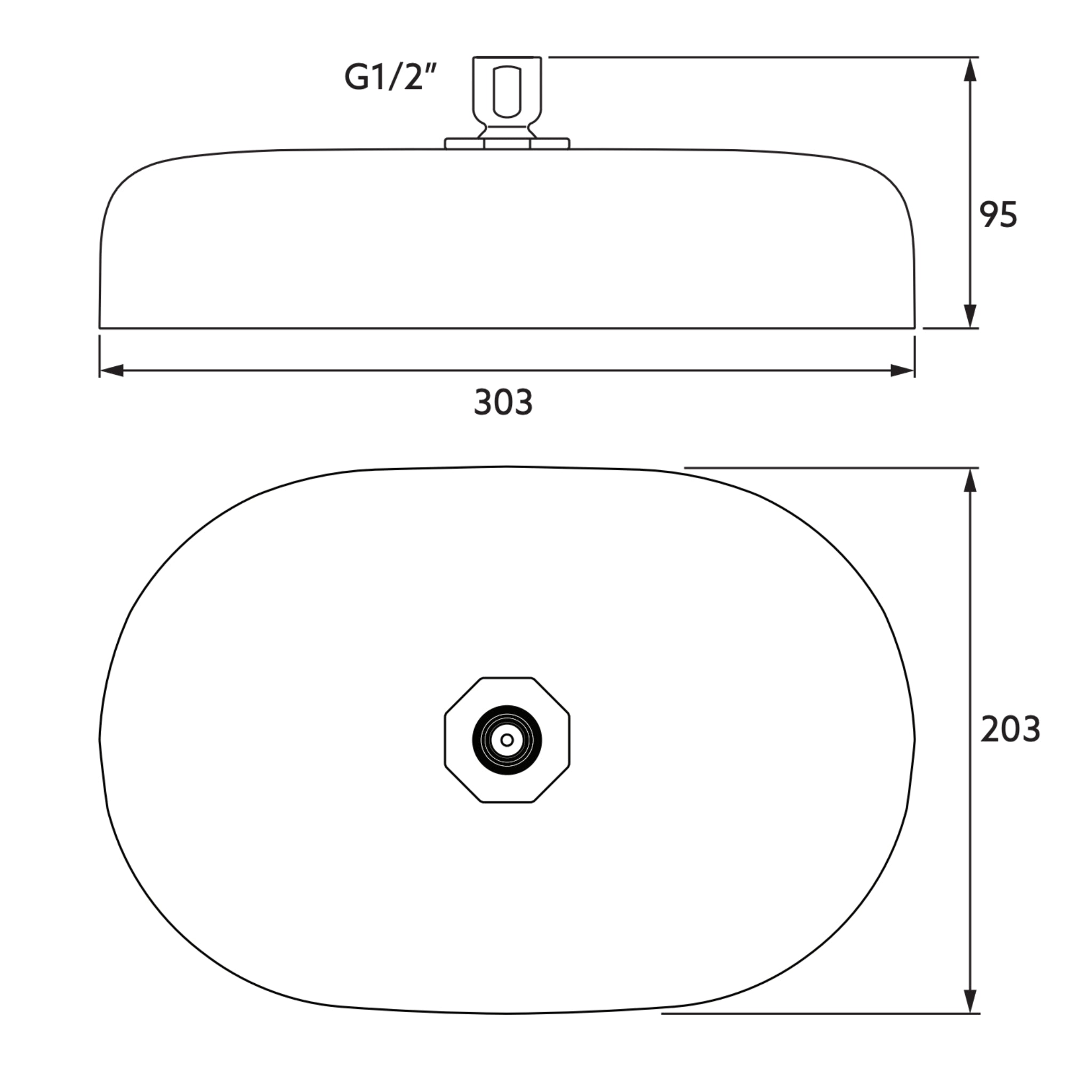 KOHLER STATEMENT SINGLE FUNCTION RAINHEAD OVAL 303MM BRUSHED NICKEL