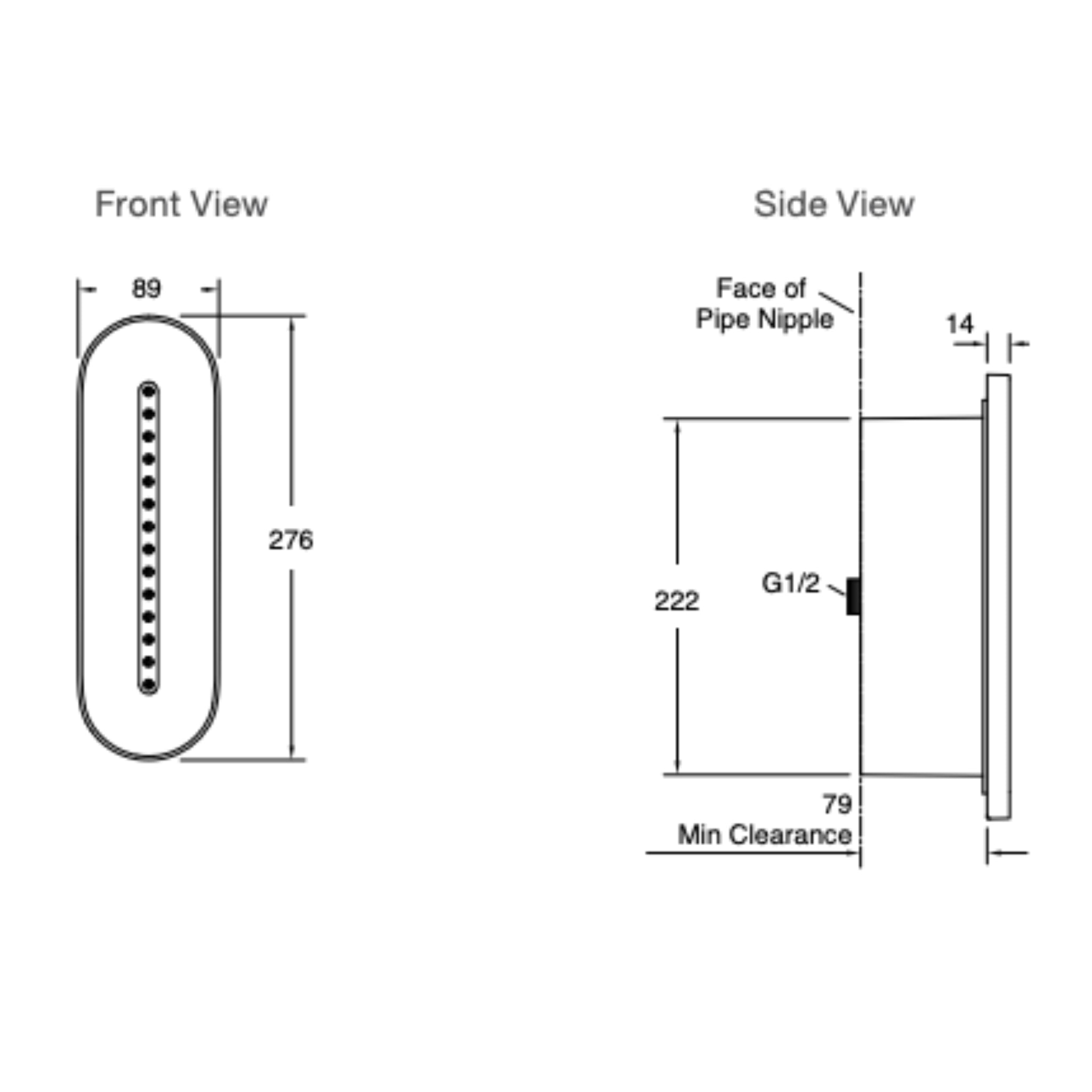 KOHLER STATEMENT BODY SPRAY OVAL 276MM CHROME