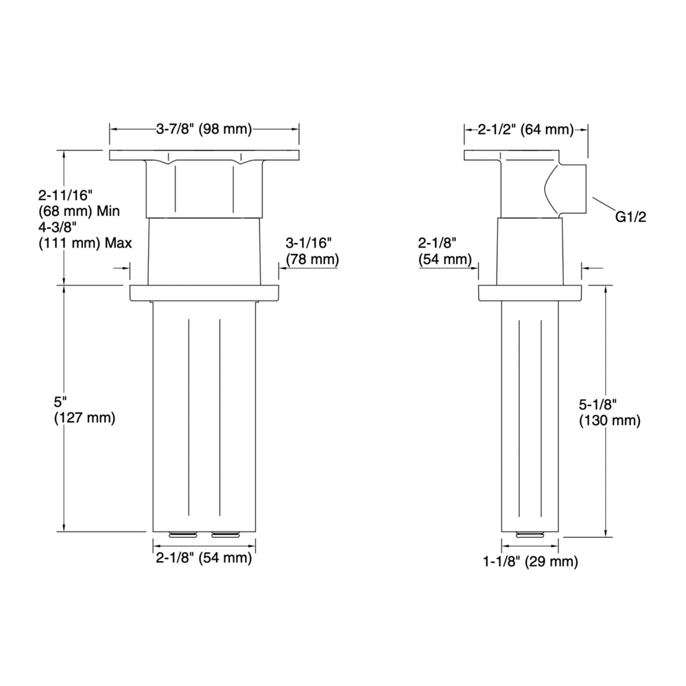 KOHLER STATEMENT DUAL FUNCTION CEILING MOUNT RAINHEAD ARM BRUSHED BRASS (AVAILABLE IN 127MM AND 254MM)