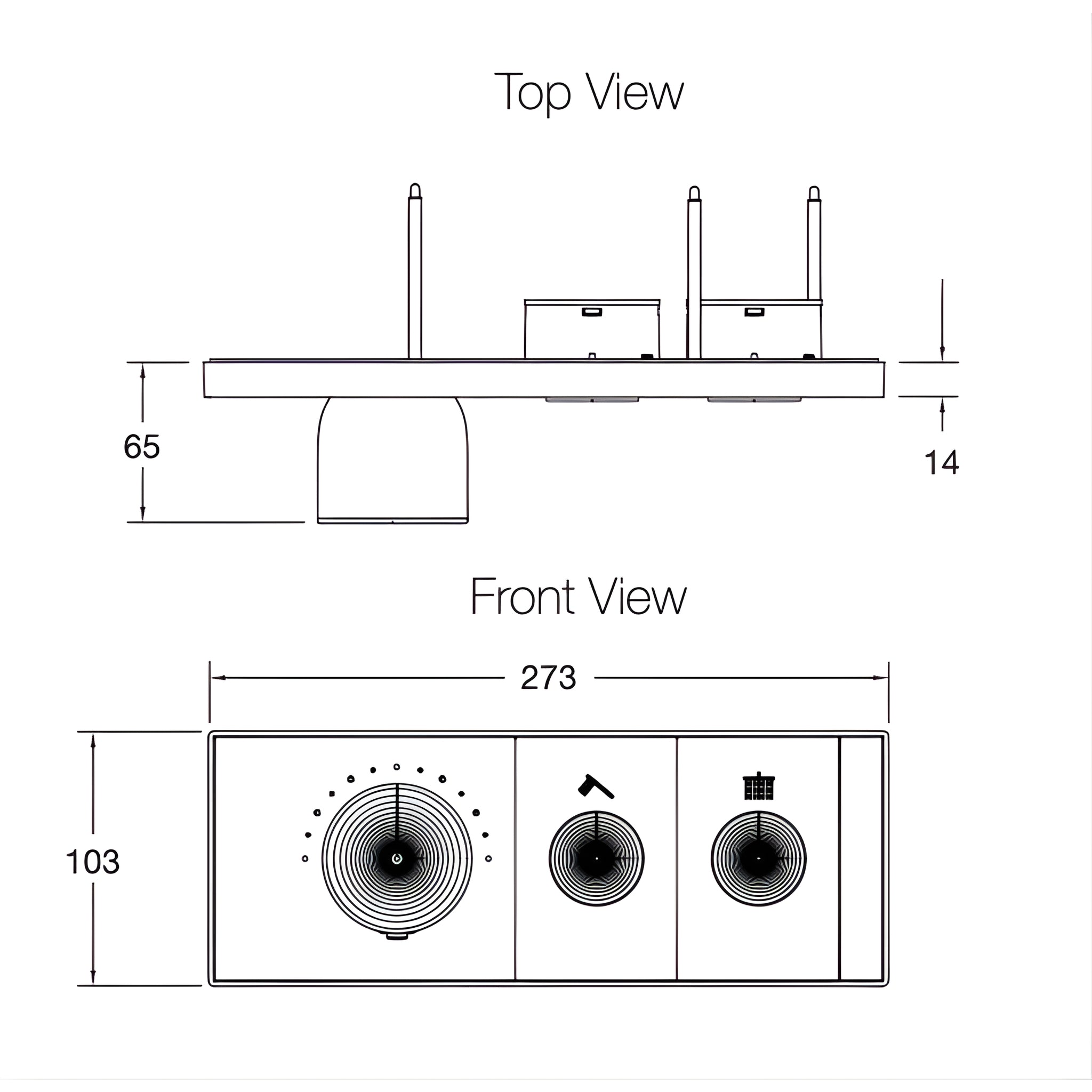 KOHLER ANTHEM TWO-OUTLET RECESSED MECHANICAL THERMOSTATIC CONTROL PANEL AND VALVE COMPLETE KIT BRUSHED BRASS
