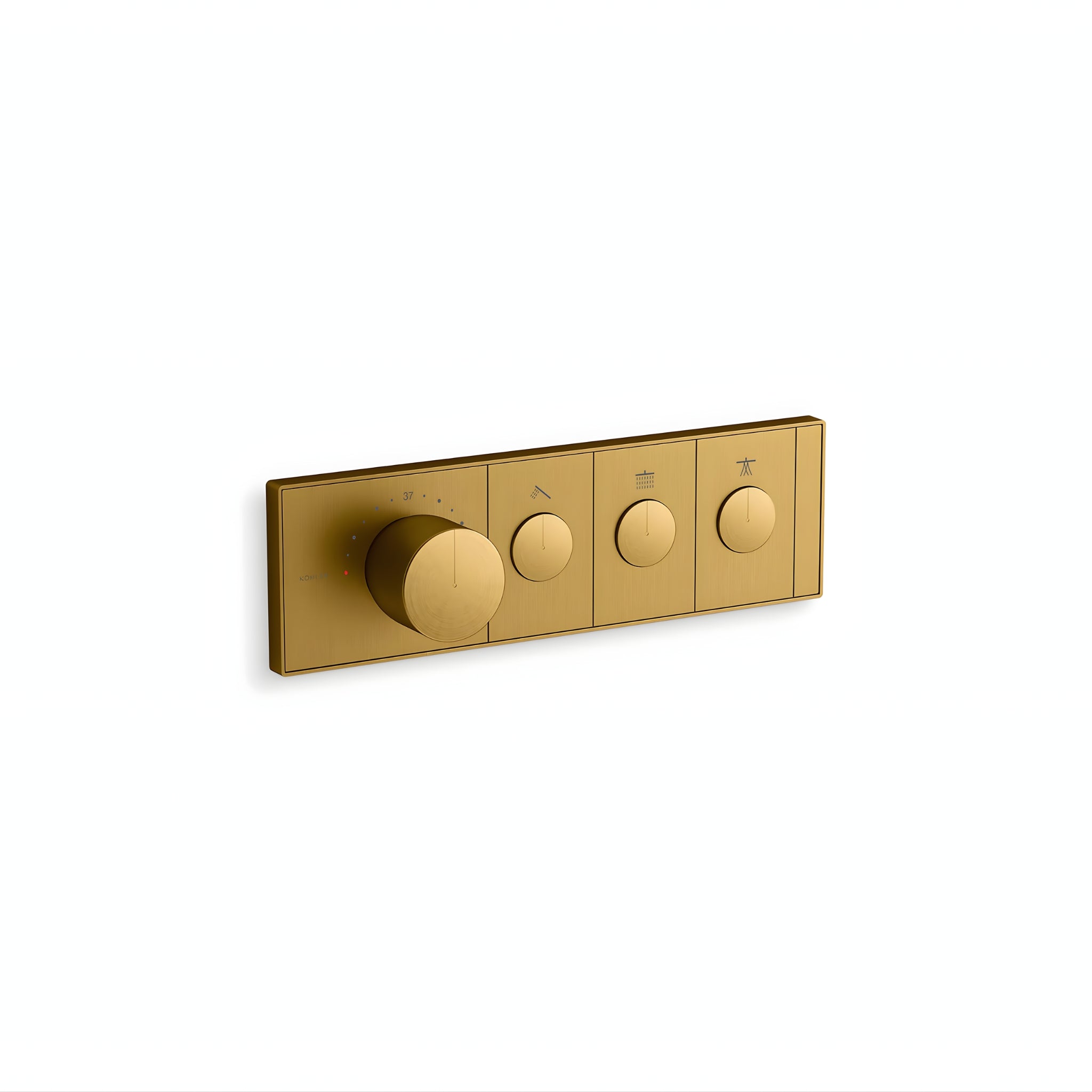 KOHLER ANTHEM THREE OUTLETS RECESSED MECHANICAL THERMOSTATIC CONTROL PANEL AND VALVE COMPLETE KIT BRUSHED BRASS
