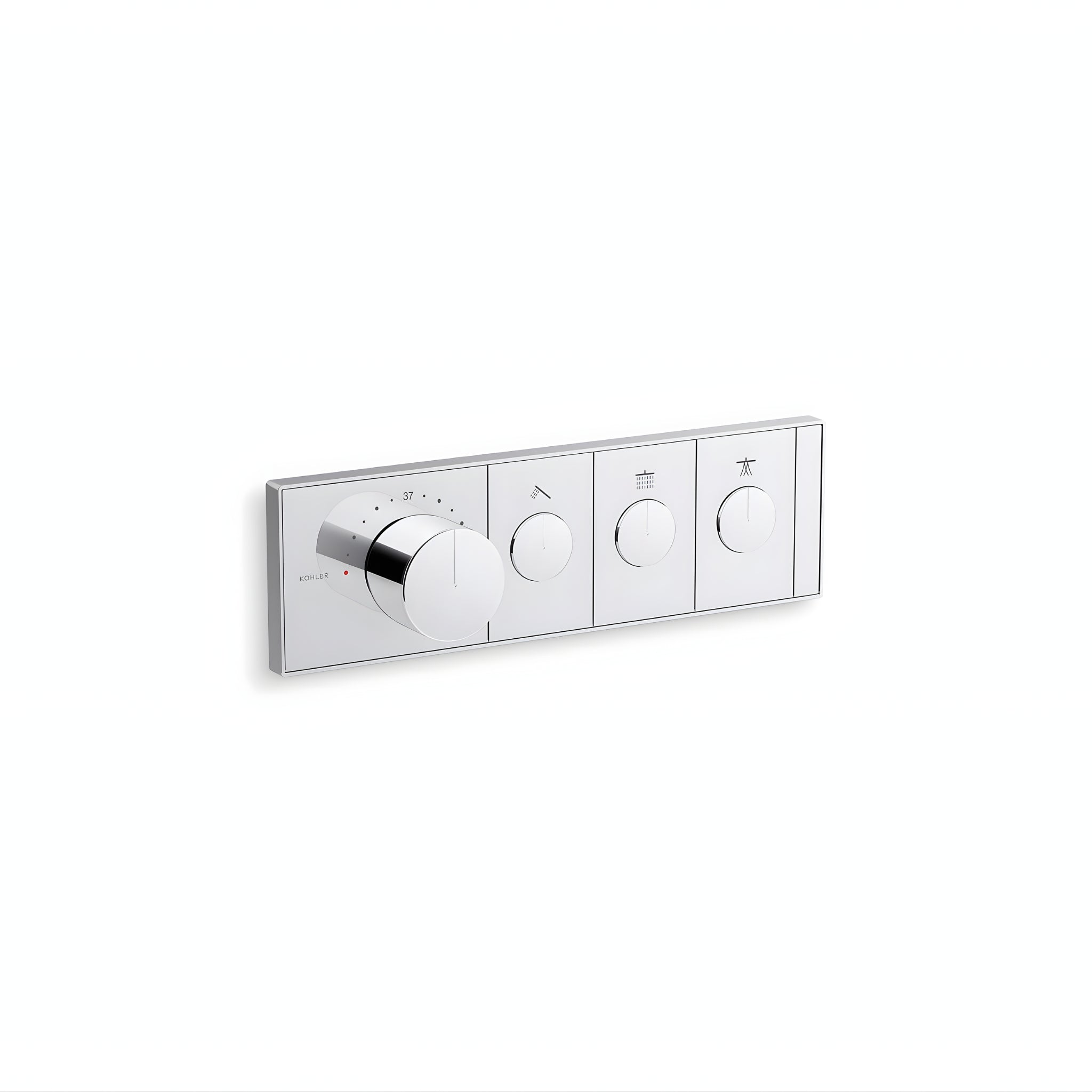 KOHLER ANTHEM THREE OUTLETS RECESSED MECHANICAL THERMOSTATIC CONTROL PANEL AND VALVE COMPLETE KIT CHROME