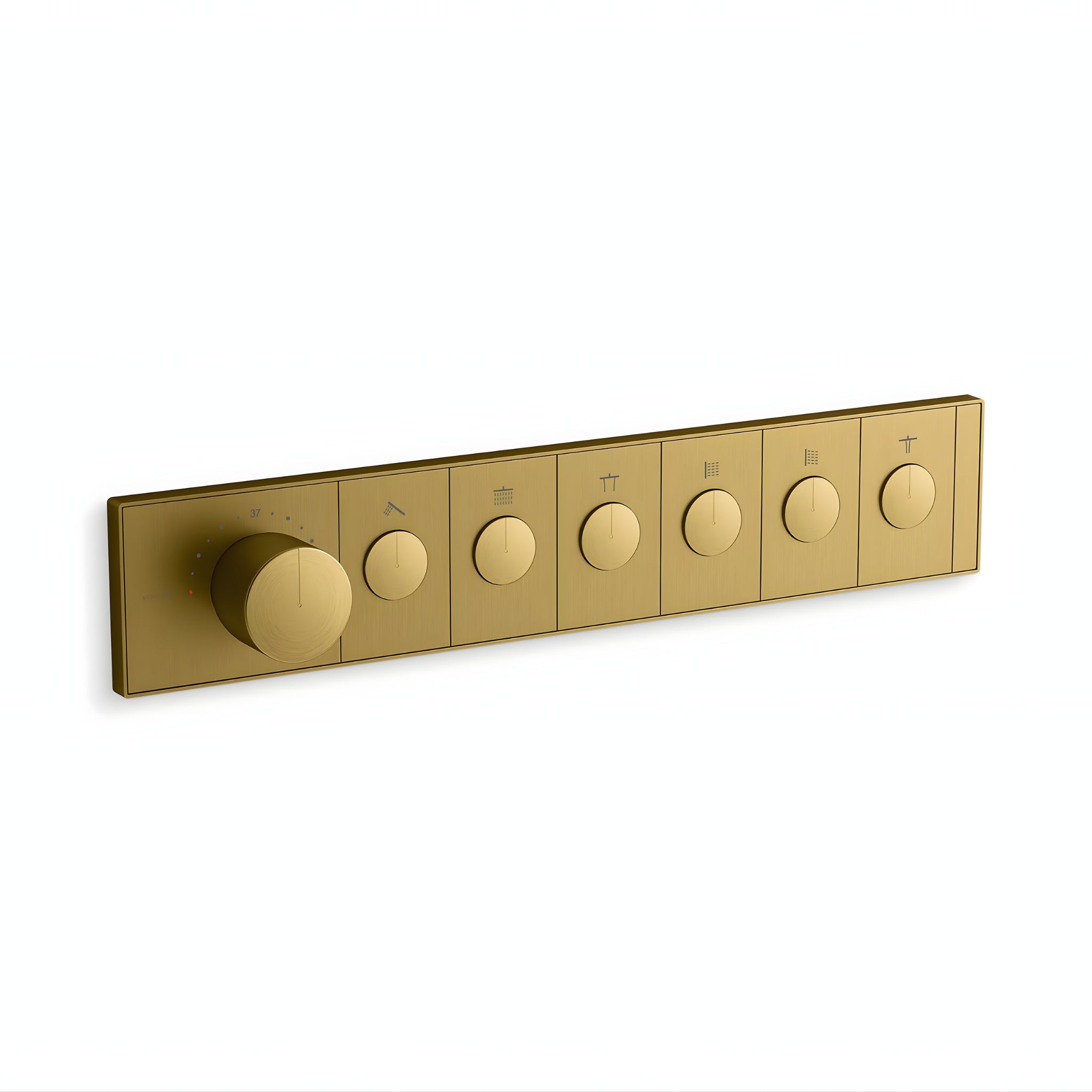 KOHLER ANTHEM SIX OUTLET RECESSED MECHANICAL THERMOSTATIC CONTROL PANEL AND VALVE COMPLETE KIT BRUSHED BRASS
