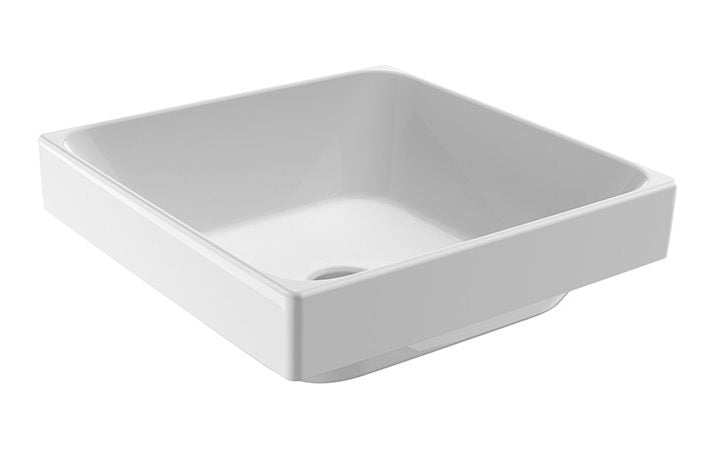 JOHNSON SUISSE GEMELLI SQUARE SEMI-INSET BASIN WHITE 400MM