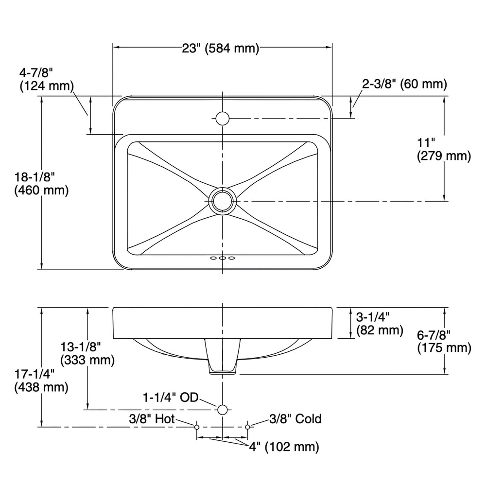 KOHLER VOX ABOVE COUNTER BASIN BISCUIT 584MM