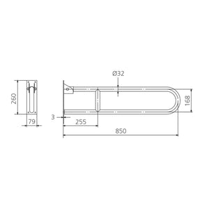 OLIVERI HOLDFAST VERTICAL LOCK GRAB RAIL 850MM STAINLESS STEEL