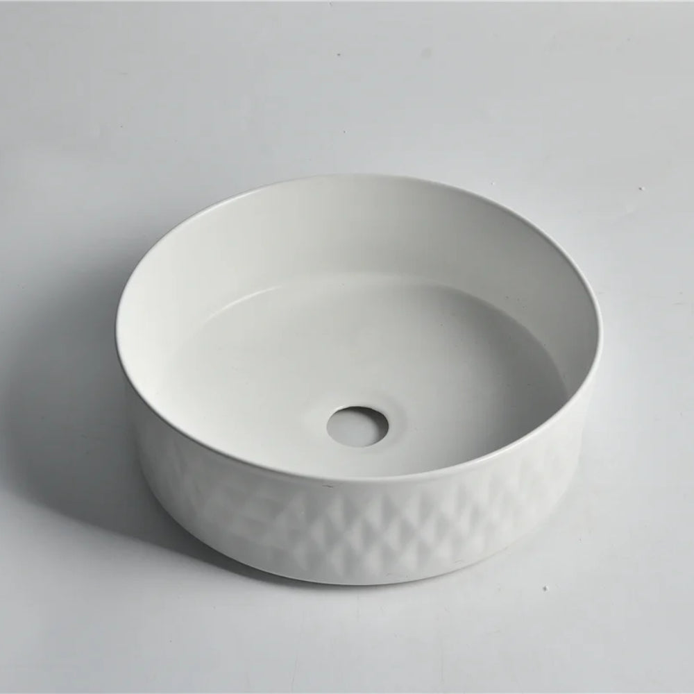 CLAYA DIAMOND ROUND ABOVE COUNTER BASIN MATTE WHITE 360MM