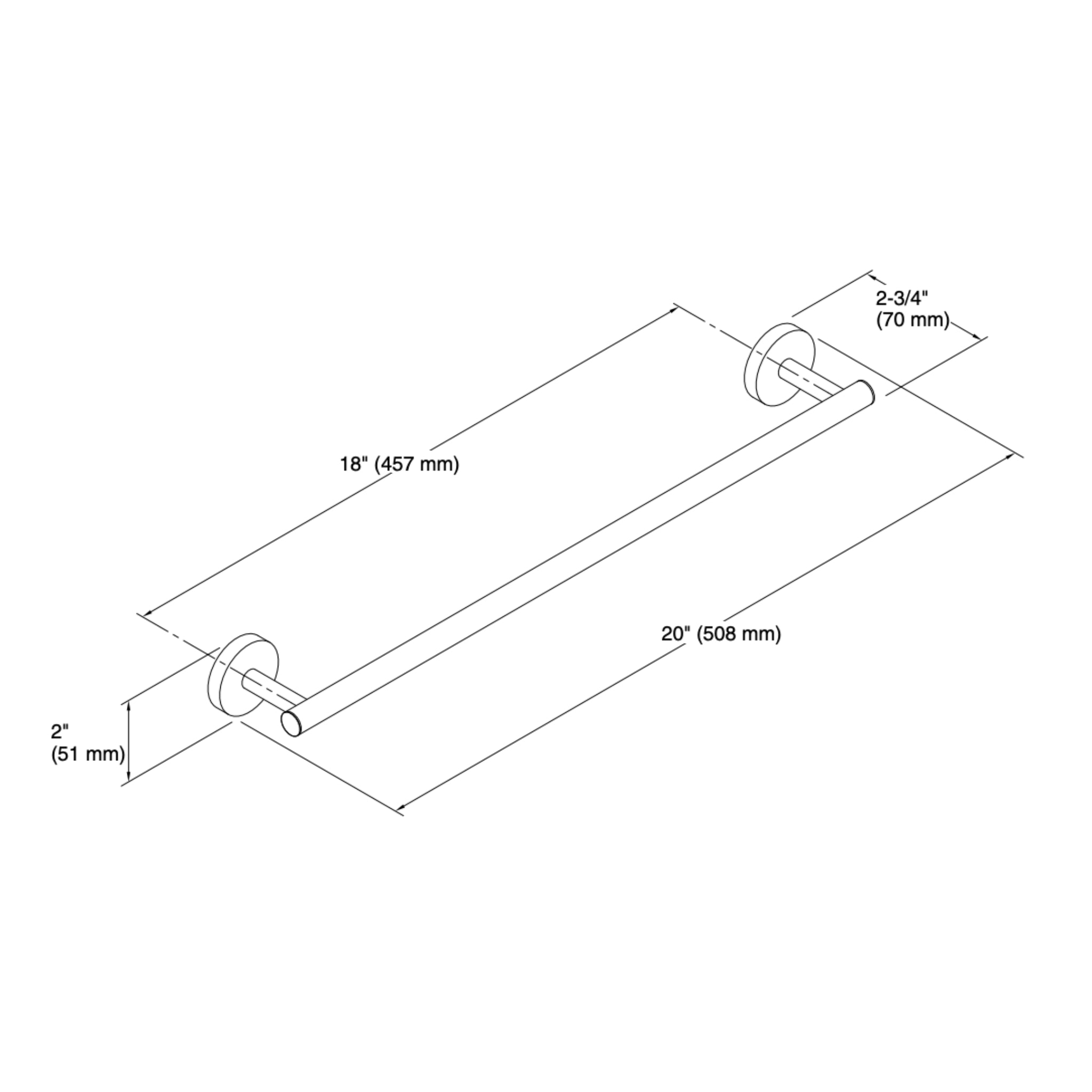 KOHLER ELATE TOWEL BAR MATTE BLACK (AVAILABLE IN 305MM, 457MM, AND 610MM)