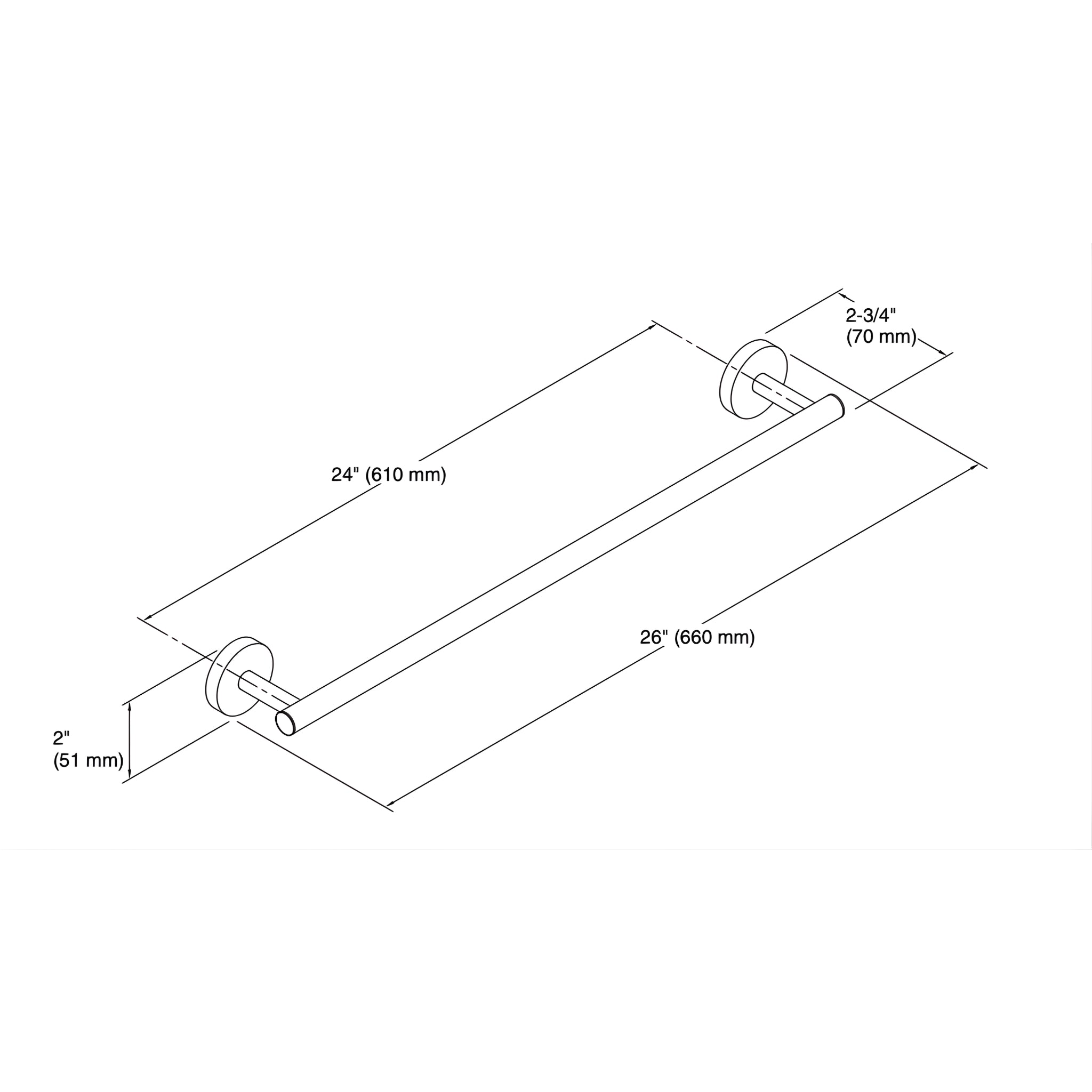 KOHLER ELATE TOWEL BAR MATTE BLACK (AVAILABLE IN 305MM, 457MM, AND 610MM)