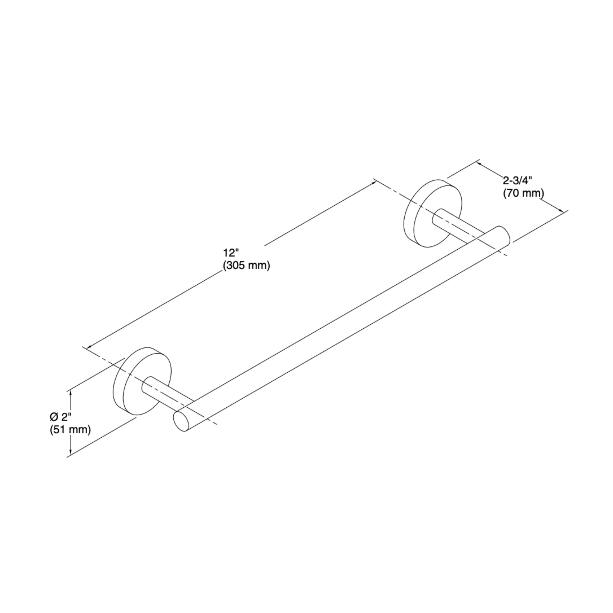 KOHLER ELATE TOWEL BAR MATTE BLACK (AVAILABLE IN 305MM, 457MM, AND 610MM)