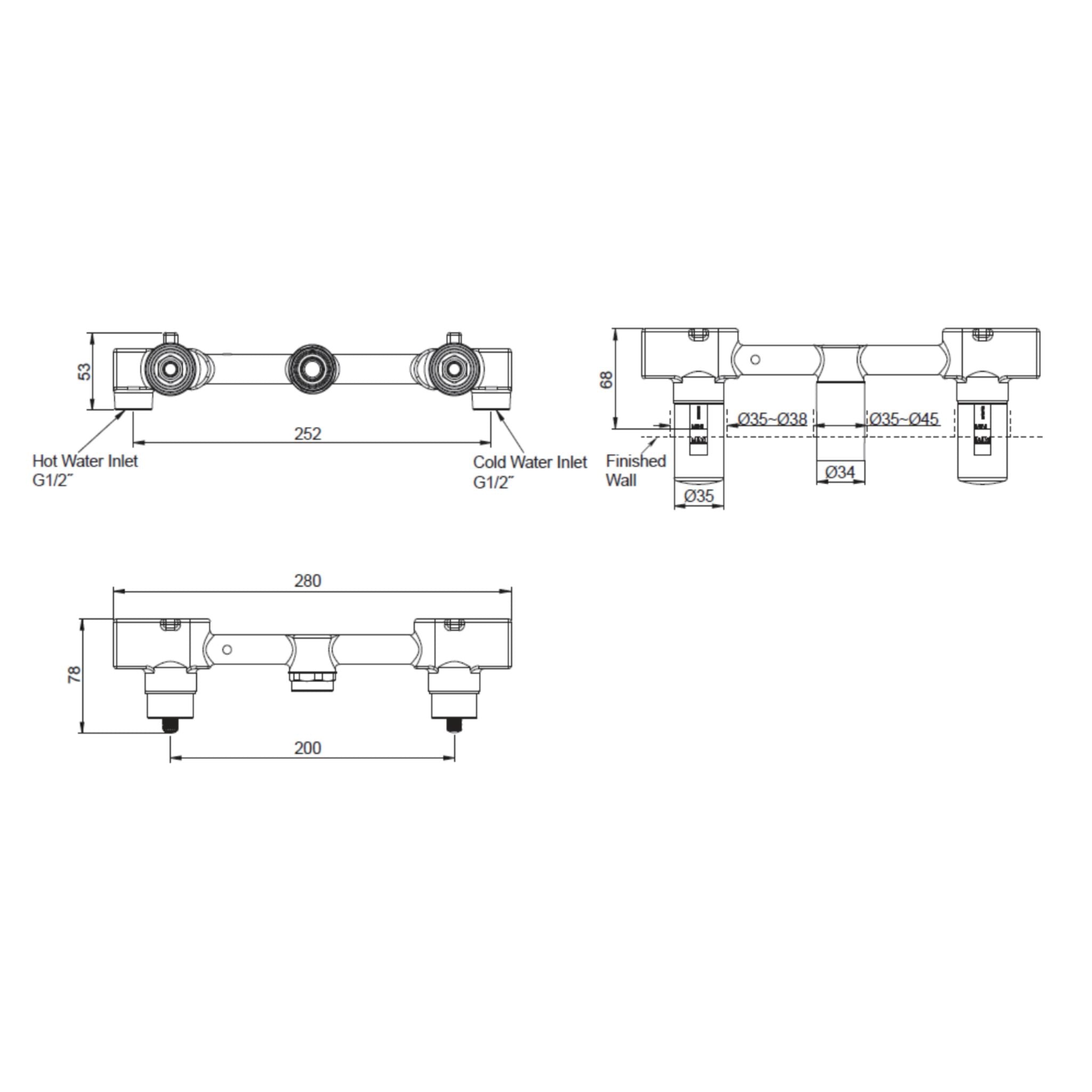 KOHLER COMPONENTS WALL TOP ASSEMBLY LEVER HANDLE WITH INWALL VALVE COMPLETE KIT CHROME