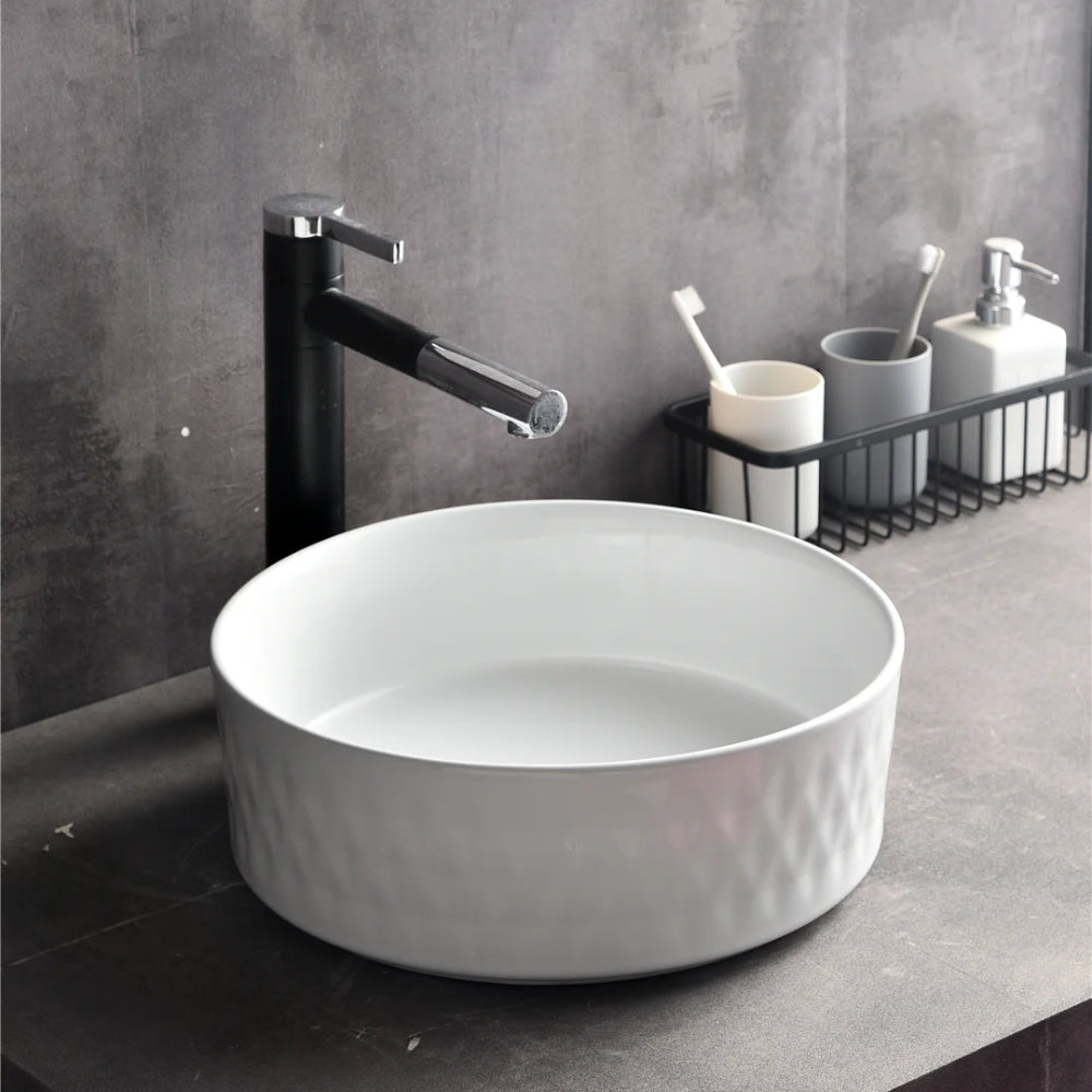 CLAYA DIAMOND ROUND ABOVE COUNTER BASIN MATTE WHITE 360MM