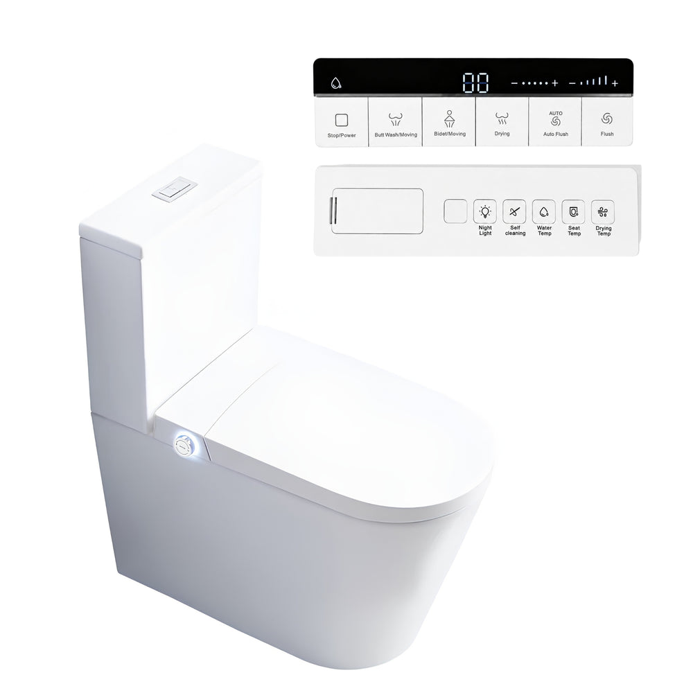 KOHLER MODENA SMART RIMLESS BACK TO WALL TOILET W/ REMOTE CONTROLLED BIDET PACKAGE D-SHAPE GLOSS WHITE