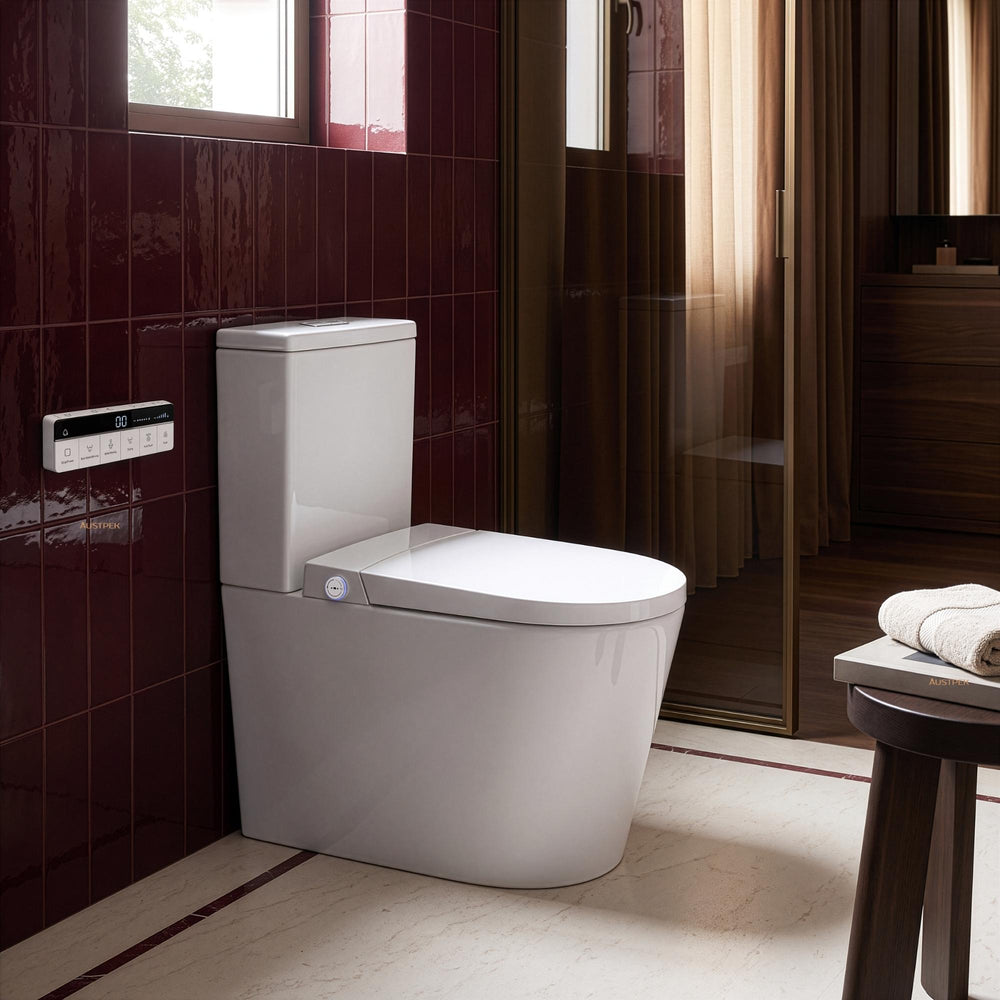 KB MODENA RIMLESS BACK TO WALL SMART TOILET W/ AUTOLID & REMOTE CONTROLLED BIDET D-SHAPE GLOSS WHITE