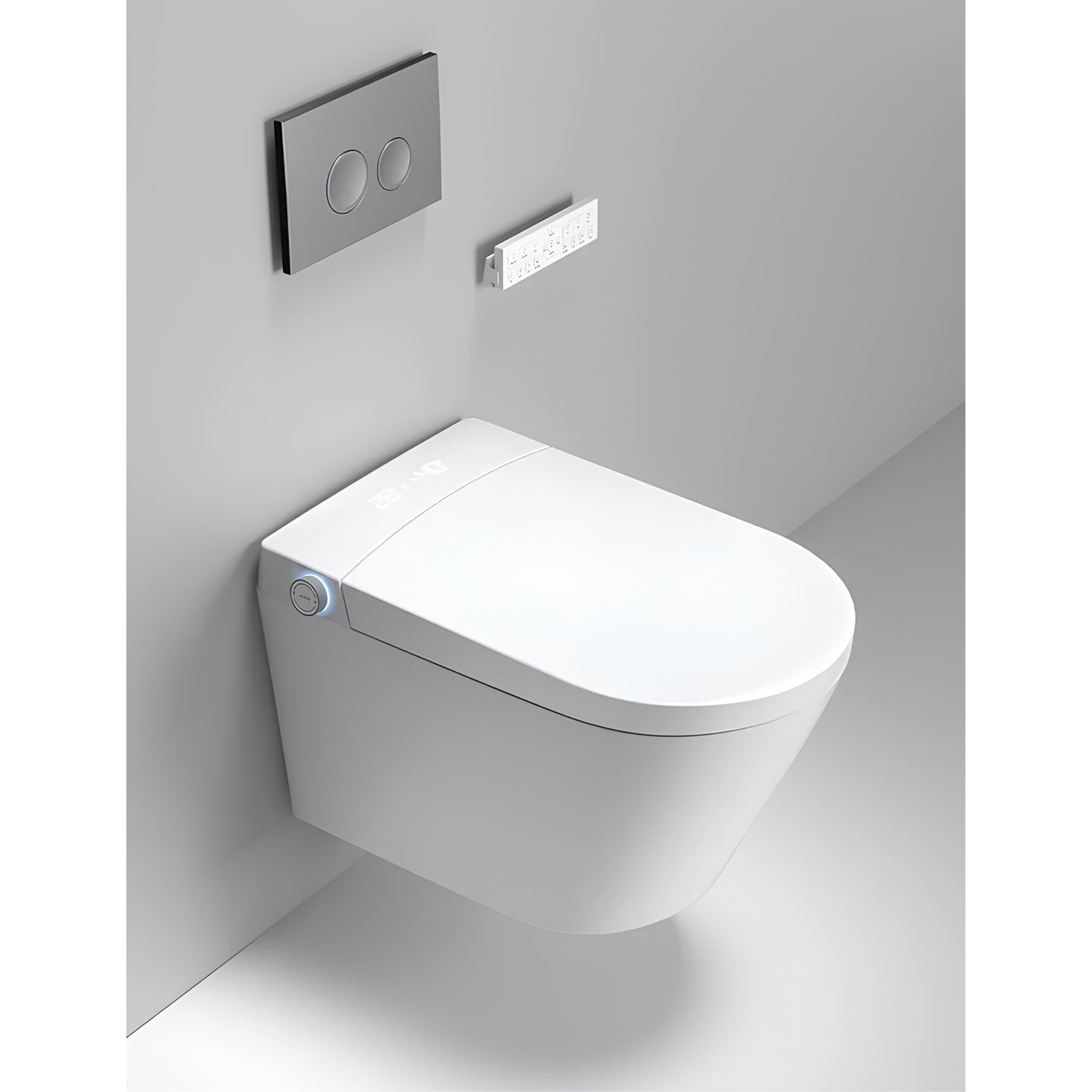 KOHLER MODENA SMART RIMLESS WALL HUNG TOILET W/ REMOTE CONTROLLED BIDET PACKAGE D-SHAPE GLOSS WHITE